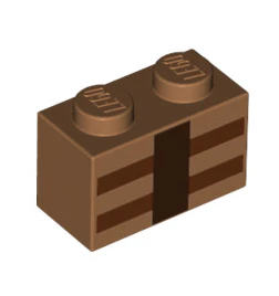 Brick 1x2 with Crafting Box Lines Pattern, Part# 3004pb123