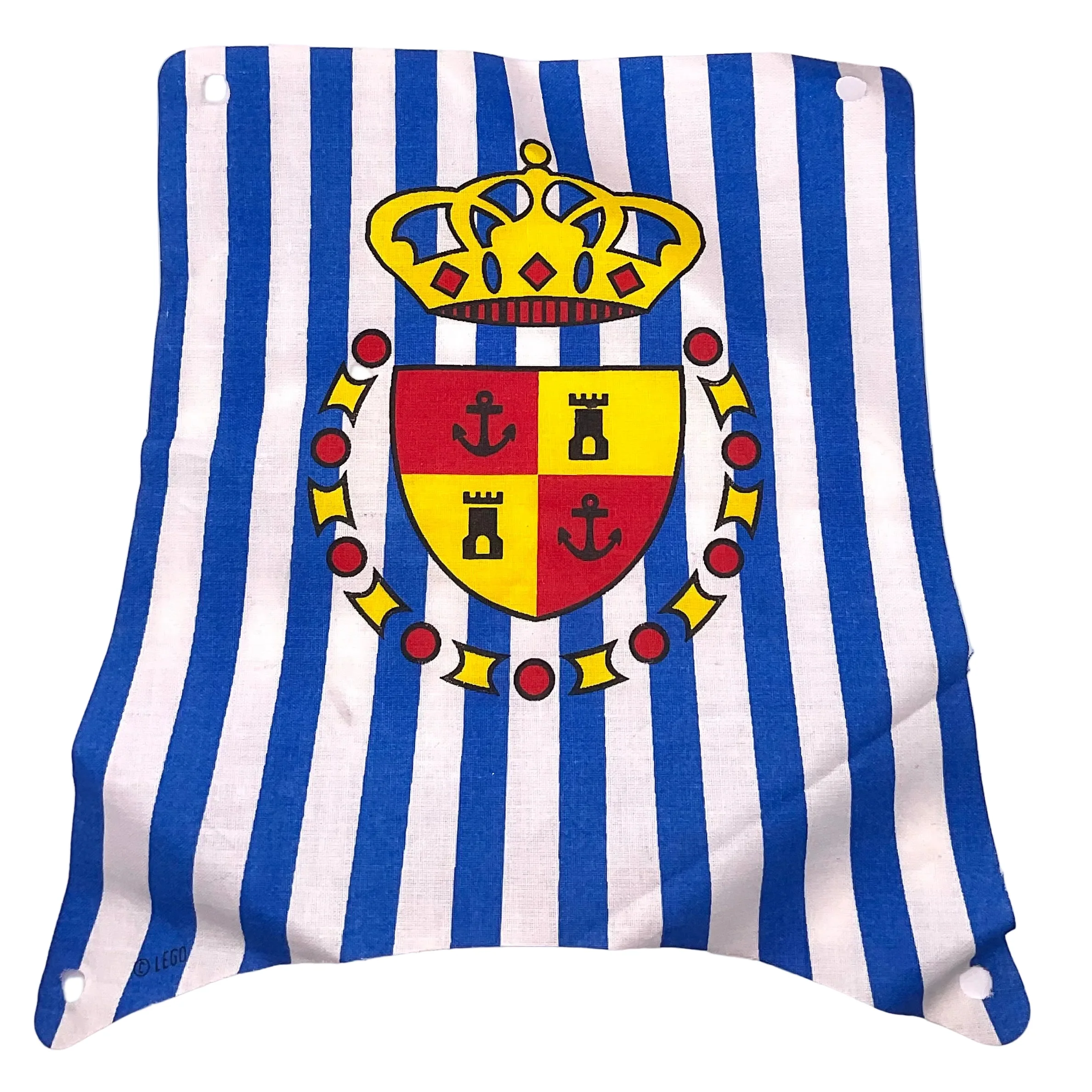 Cloth Sail Main with Blue Stripes, Red and Yellow Crown and Shield Pattern, Part# 71307