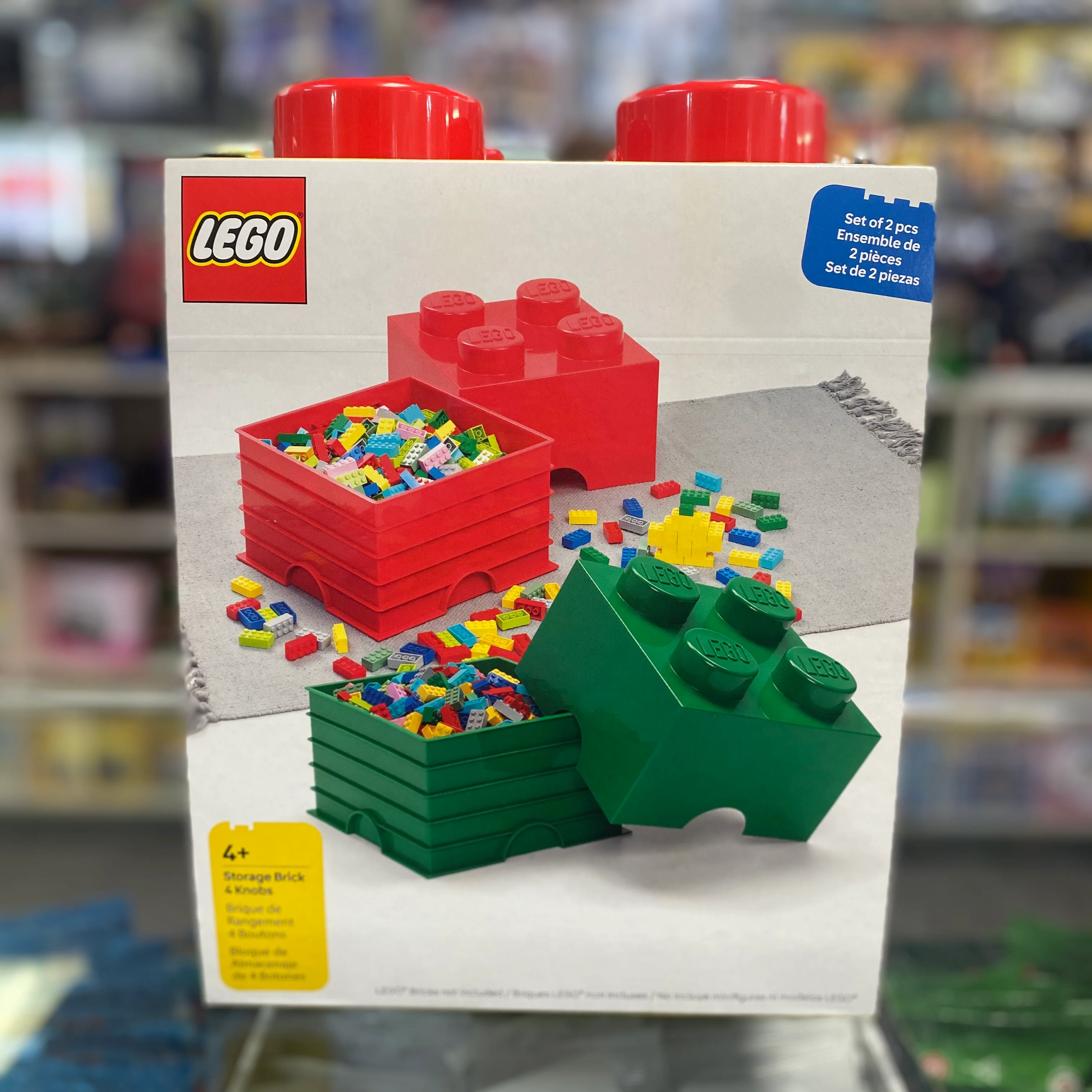 LEGO® Storage Brick 4 Knobs - 2 Pack