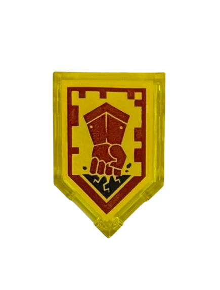 Tile, Modified 2 x 3 Pentagonal with Nexo Power Shield Pattern - Fist Smash, Part# 22385pb045